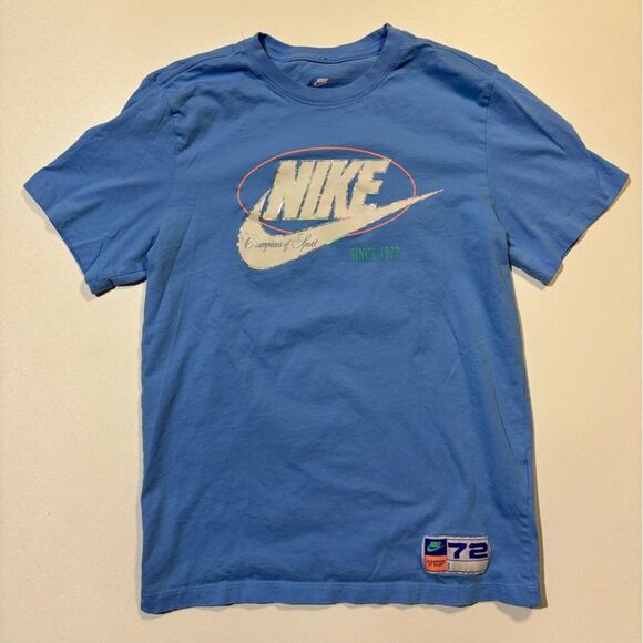 Nike Blue Short Sleeve Tee with Iconic Swoosh - Picture 1 of 6